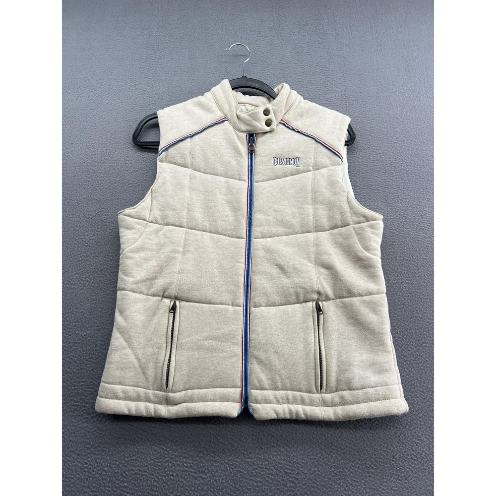Chevignon Vest Mens Large Beige Heather Puffer Quilted Zip Mock Neck Ref 7894006